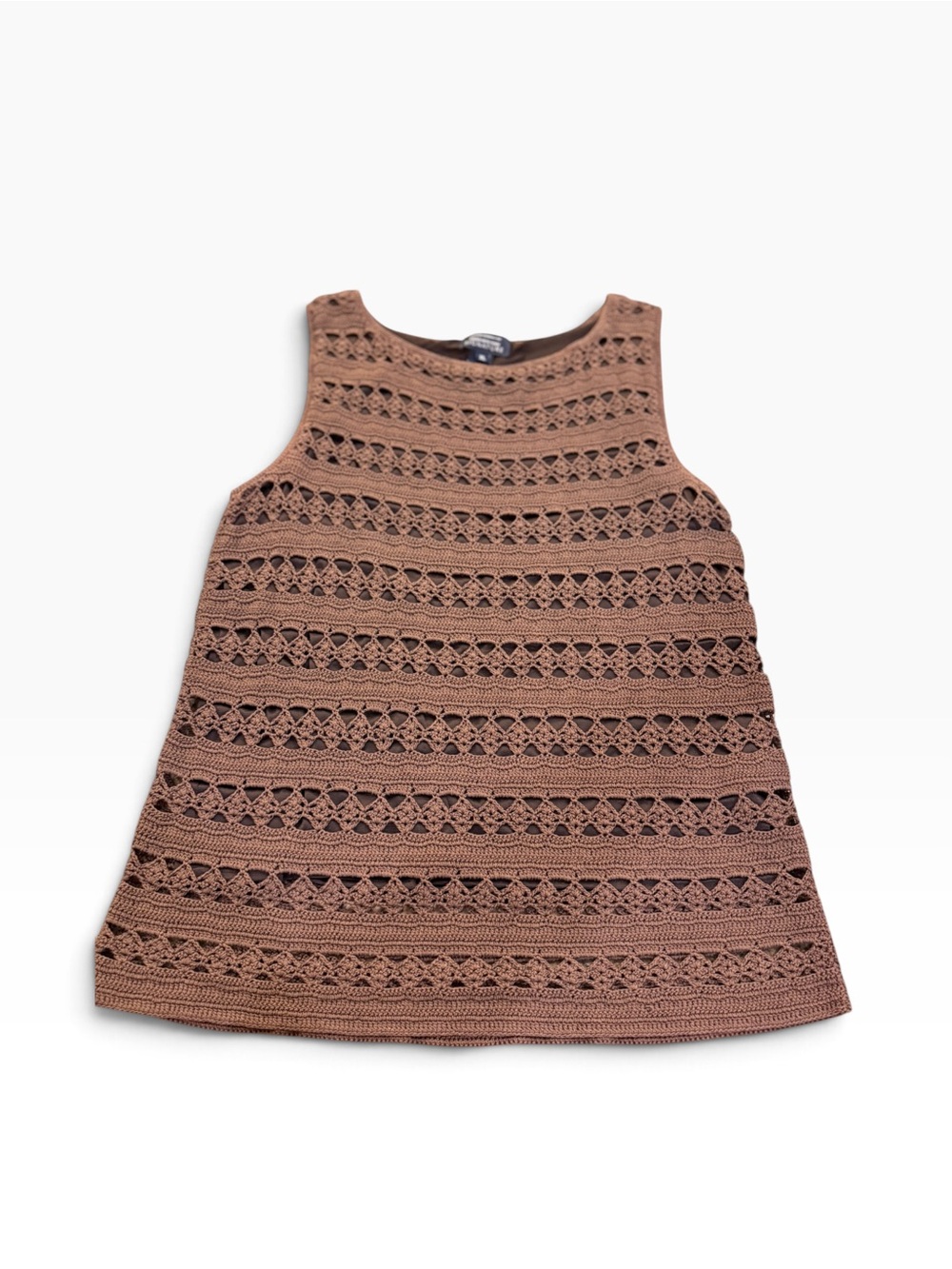 Jones New York Signature Brown Handknit Openwork Tunic Top XL